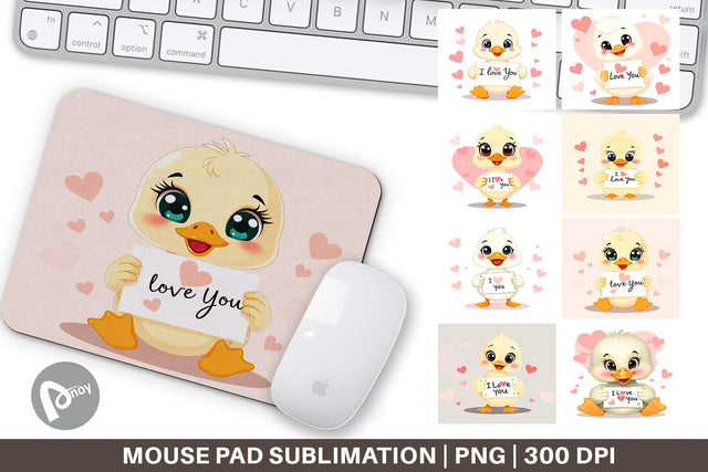 Mouse Pad Valentine Duck Cartoon Sublimation artnoy 