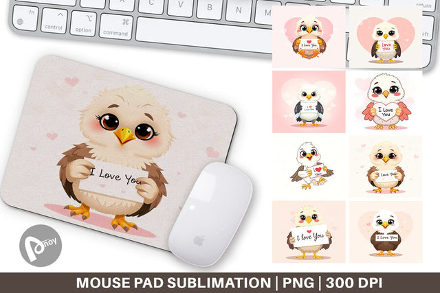 Mouse Pad Valentine Eagle Cartoon Sublimation artnoy 