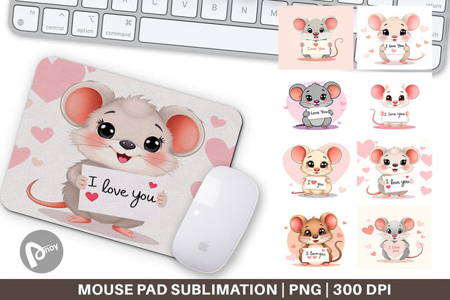Mouse Pad Valentine Mouse Cartoon Sublimation artnoy 