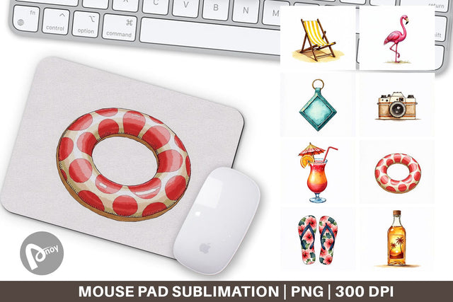 Mouse Pad Vintage 70s Poolside Summer Watercolor Sublimation artnoy 