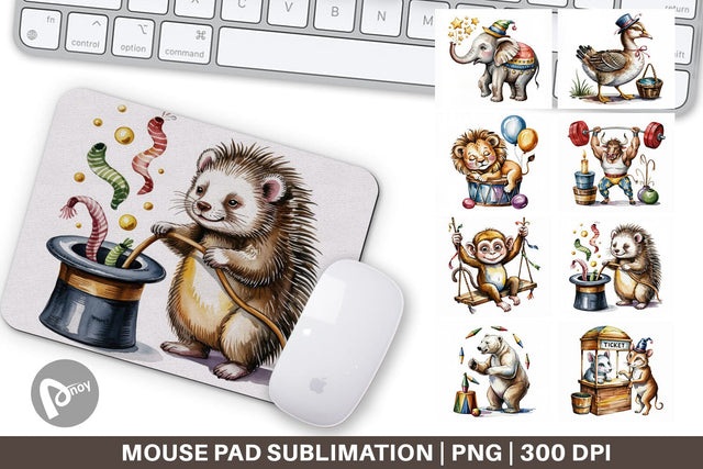 Mouse Pad Vintage Animal Circus Sublimation artnoy 