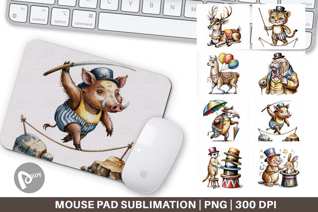 Mouse Pad Vintage Animal Circus Sublimation artnoy 
