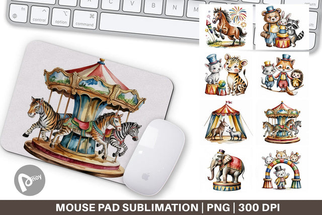 Mouse Pad Vintage Animal Circus Sublimation artnoy 