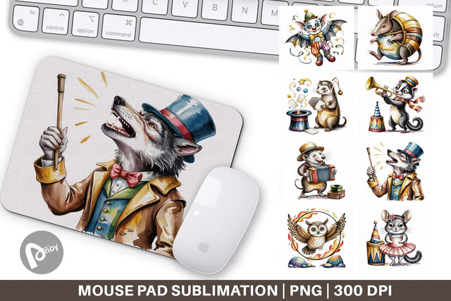 Mouse Pad Vintage Animal Circus Sublimation artnoy 