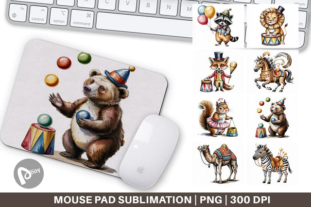 Mouse Pad Vintage Animal Circus Sublimation artnoy 