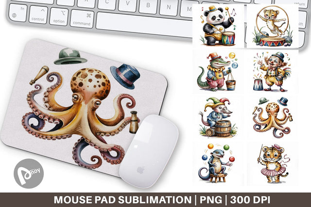 Mouse Pad Vintage Animal Circus Sublimation artnoy 