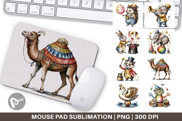 Mouse Pad Vintage Animal Circus Sublimation artnoy 