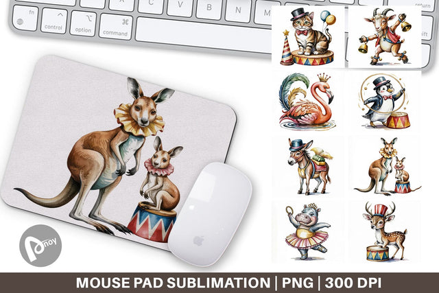 Mouse Pad Vintage Animal Circus Sublimation artnoy 