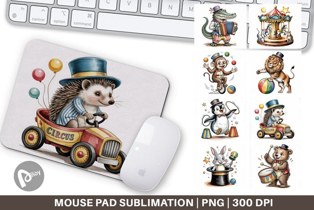 Mouse Pad Vintage Animal Circus Sublimation artnoy 
