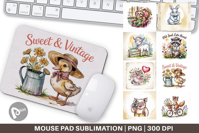 Mouse Pad Vintage Animal Sublimation artnoy 