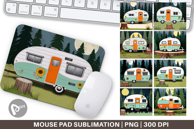 Mouse Pad Vintage Campervan Sublimation artnoy 