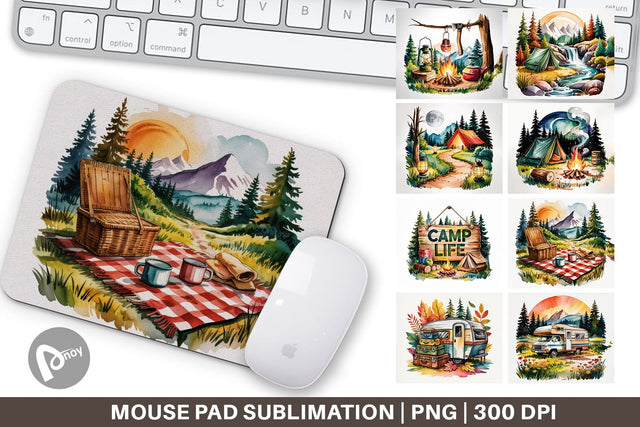 Mouse Pad Vintage Camping Vibes Sublimation artnoy 