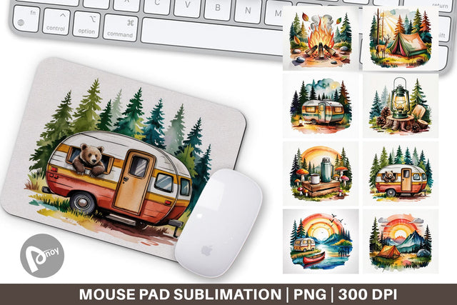 Mouse Pad Vintage Camping Vibes Sublimation artnoy 