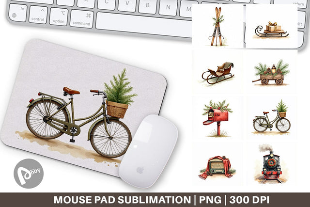 Mouse Pad Vintage Christmas Journey Sublimation artnoy 