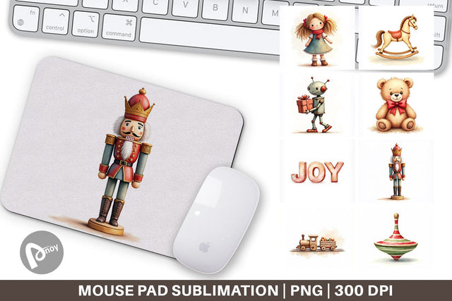 Mouse Pad Vintage Christmas Toys Sublimation artnoy 