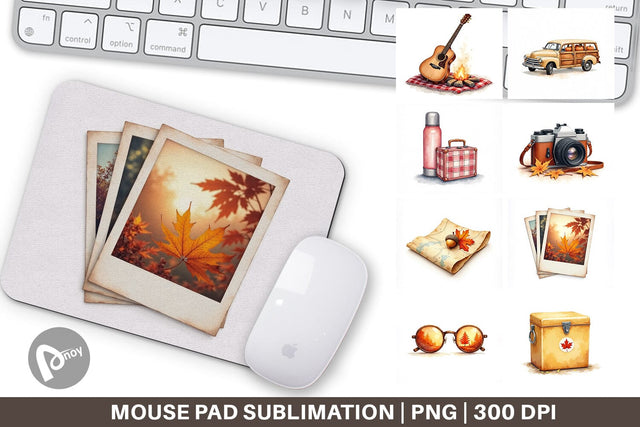 Mouse Pad Vintage Fall Road Trip Sublimation artnoy 
