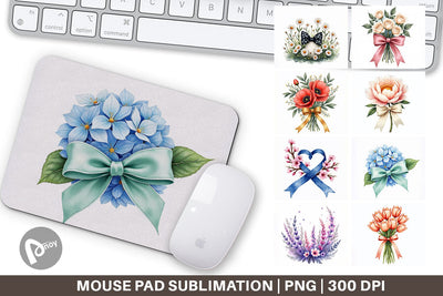 Mouse Pad Vintage Floral Bow Sublimation artnoy 