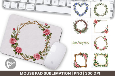 Mouse Pad Vintage Floral Frames and Wreaths Sublimation artnoy 