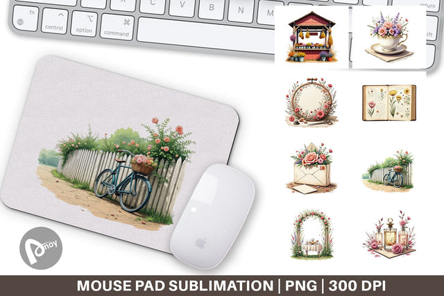 Mouse Pad Vintage Flowers Sublimation artnoy 