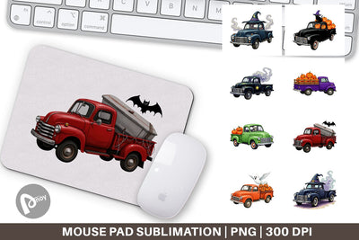 Mouse Pad Vintage Halloween Truck Sublimation artnoy 