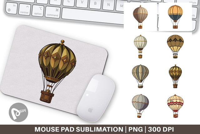 Mouse Pad Vintage Hot Air Balloon Sublimation artnoy 