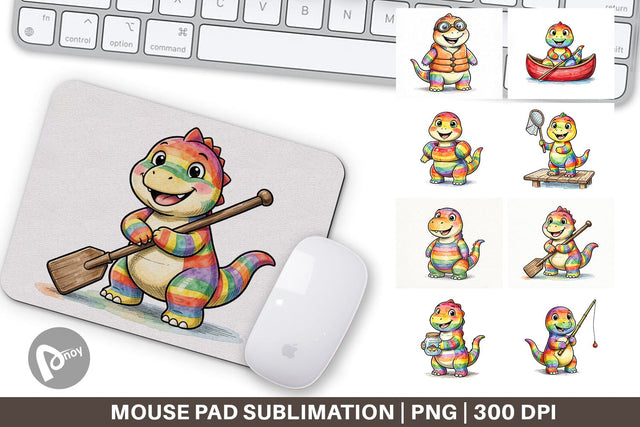 Mouse Pad Vintage Lake Dino Watercolor Sublimation artnoy 
