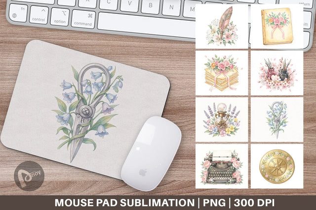 Mouse Pad Vintage Letter And Floral Watercolor Sublimation artnoy 