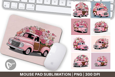 Mouse Pad Vintage Pink Trucks Sublimation artnoy 