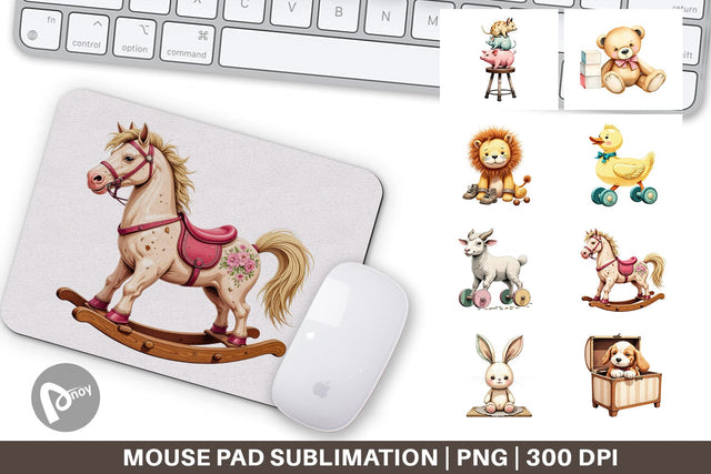 Mouse Pad Vintage Toy Animals Sublimation artnoy 
