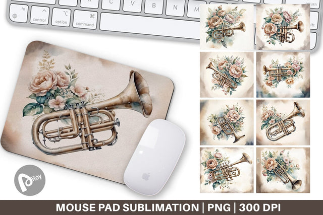 Mouse Pad Vintage Trumpet Sublimation artnoy 