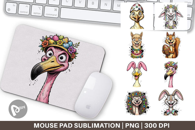 Mouse Pad Wacky Easter Animal Portrait Sublimation artnoy 