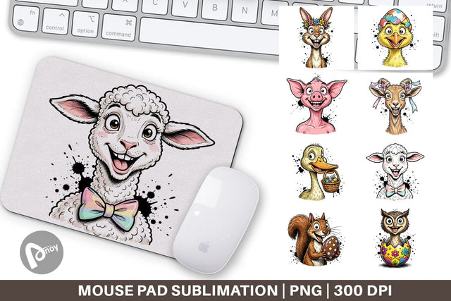 Mouse Pad Wacky Easter Animal Sublimation artnoy 