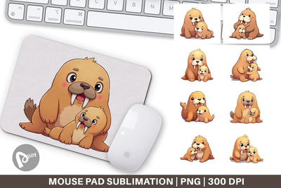 Mouse Pad Walrus Mother's Day Sublimation artnoy 