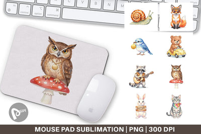 Mouse Pad Watercolor 70s Groovy Animal Hippie Sublimation artnoy 
