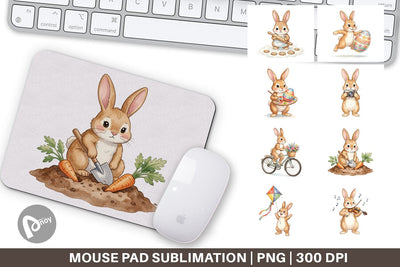 Mouse Pad Watercolor Active Hobby Easter Bunny Sublimation artnoy 