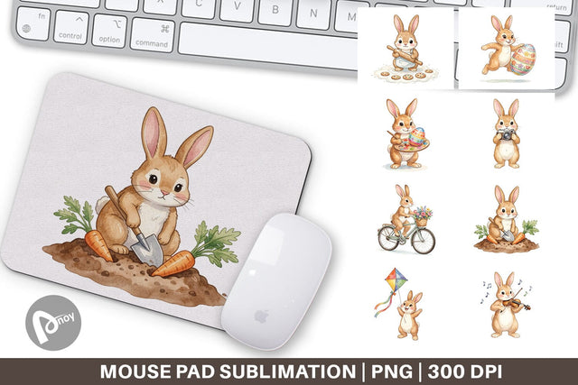 Mouse Pad Watercolor Active Hobby Easter Bunny Sublimation artnoy 