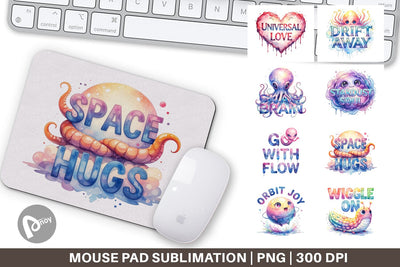 Mouse Pad Watercolor Alien Quote Sublimation artnoy 