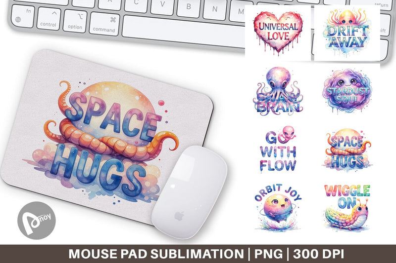 Mouse Pad Watercolor Alien Quote Sublimation artnoy 