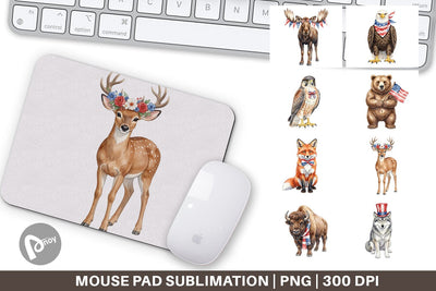 Mouse Pad Watercolor American Wildlife Patriotic Sublimation artnoy 