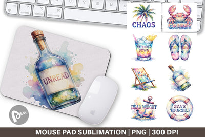 Mouse Pad Watercolor Anti Social Beach Quotes Sublimation artnoy 
