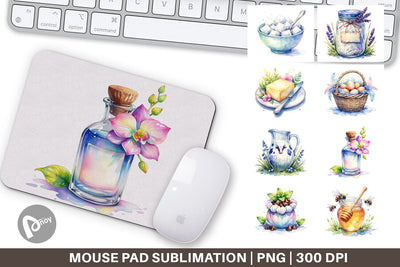 Mouse Pad Watercolor Baking Essentials Sublimation artnoy 