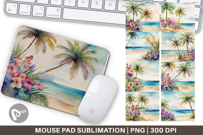 Mouse Pad Watercolor Beach Scene Sublimation artnoy 