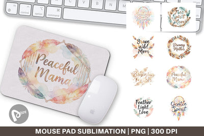 Mouse Pad Watercolor Boho Dreamcatcher Mama Quotes Sublimation artnoy 