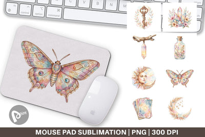 Mouse Pad Watercolor Boho Mystical Celestial Art Sublimation artnoy 