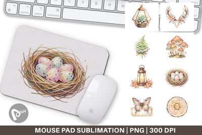 Mouse Pad Watercolor Boho Woodland Nature Ephemera Sublimation artnoy 