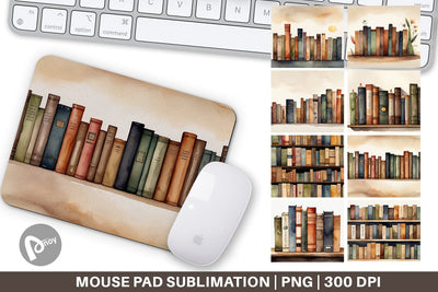 Mouse Pad Watercolor Books Sublimation artnoy 