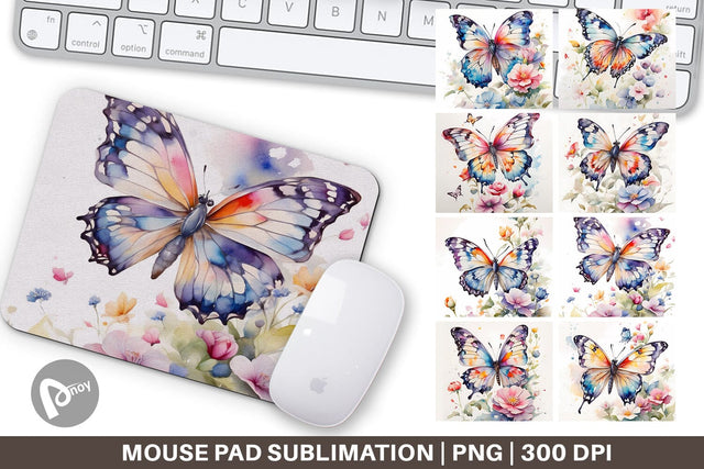 Mouse Pad Watercolor Butterfly Sublimation artnoy 