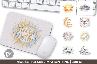Mouse Pad Watercolor Celestial Boho Mother Quotes Sublimation artnoy 