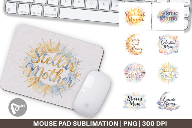 Mouse Pad Watercolor Celestial Boho Mother Quotes Sublimation artnoy 