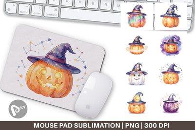 Mouse Pad Watercolor Celestial Starlight Witch Hat Sublimation artnoy 